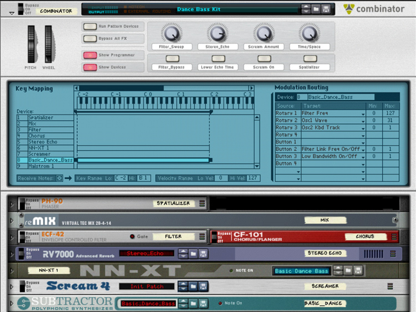 In Reason, great sounds that feature multiple devices can quickly be saved as Combinator patches.